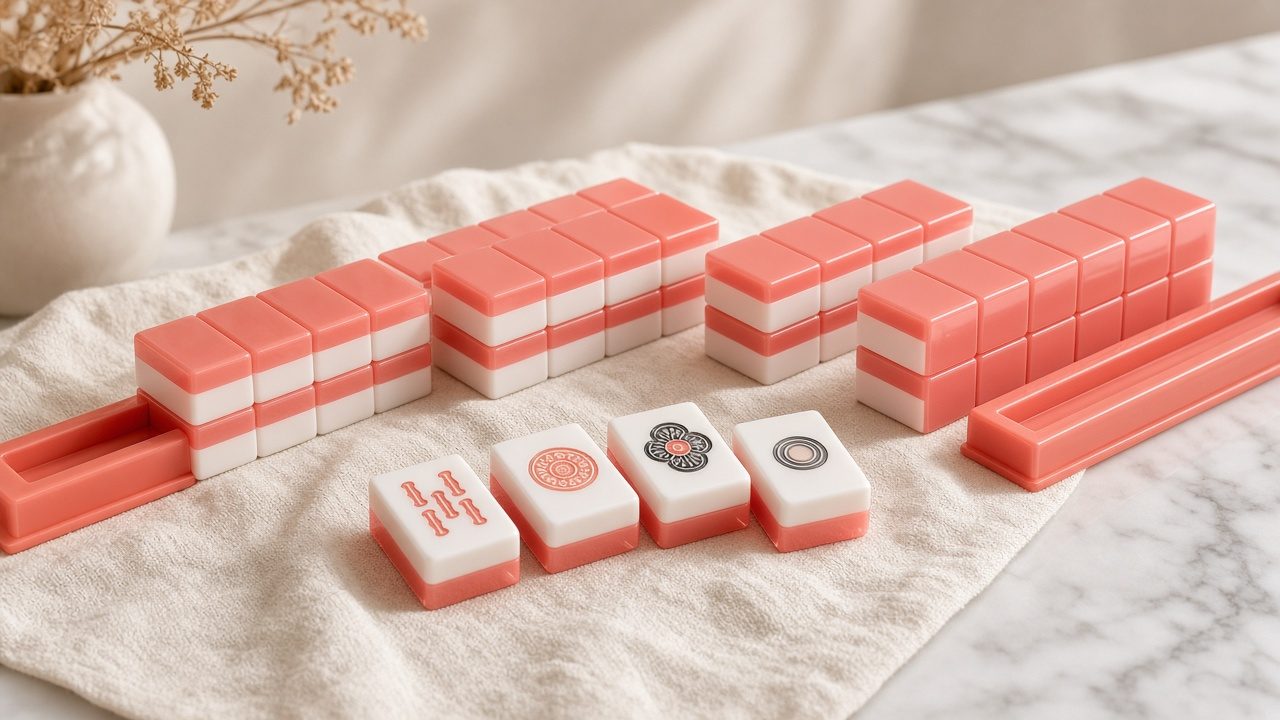 Set Coral: fichas rosa coral y blanco