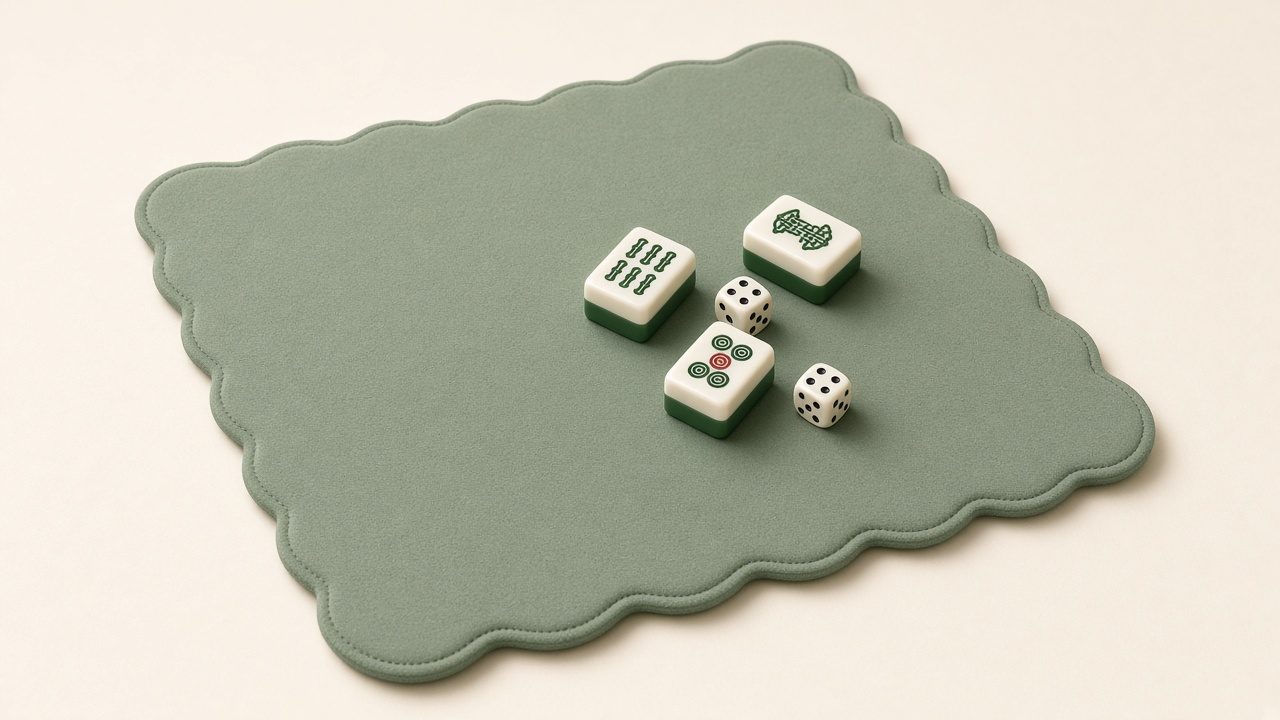 Tapete de juego verde salvia con orilla ondulada